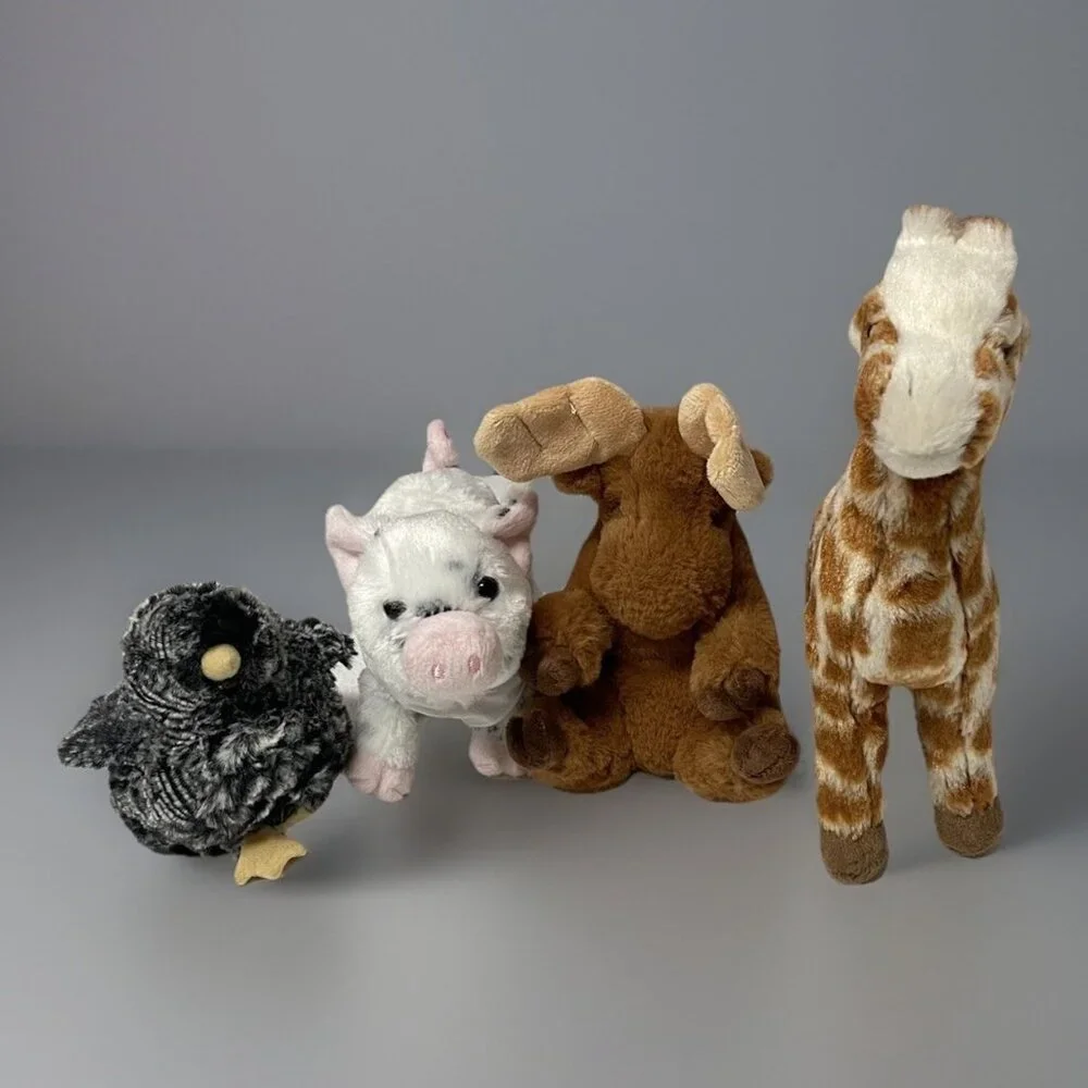 Douglas Cuddle Toys Plush Stuffed Animals Pig Giraffe Chick Moose Toy Lot